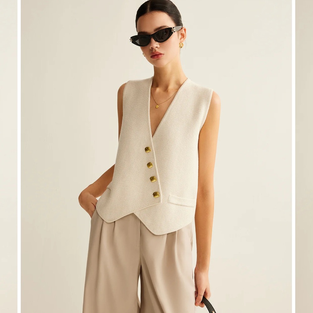 Commense Asymmetrical Button Sweater Vest